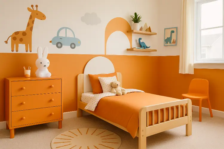 Kamar Anak dengan Tema Orange Ceria