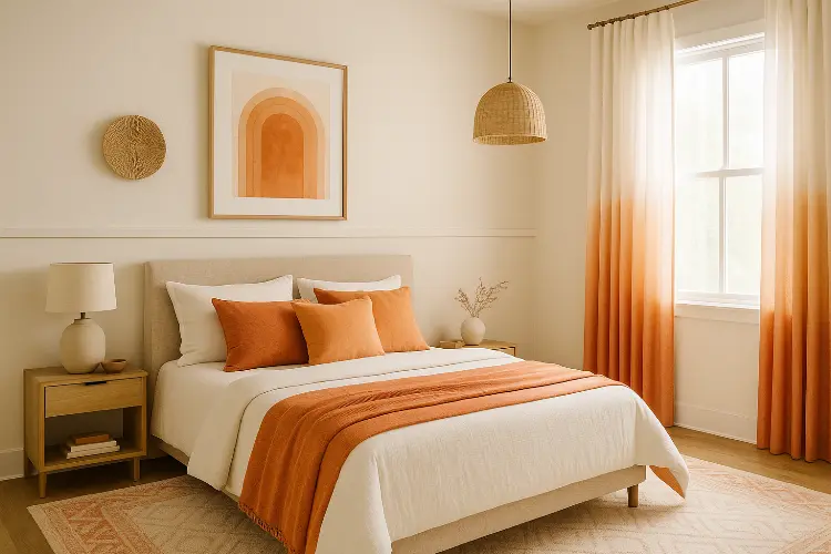 Kamar dengan Konsep Gradasi Orange